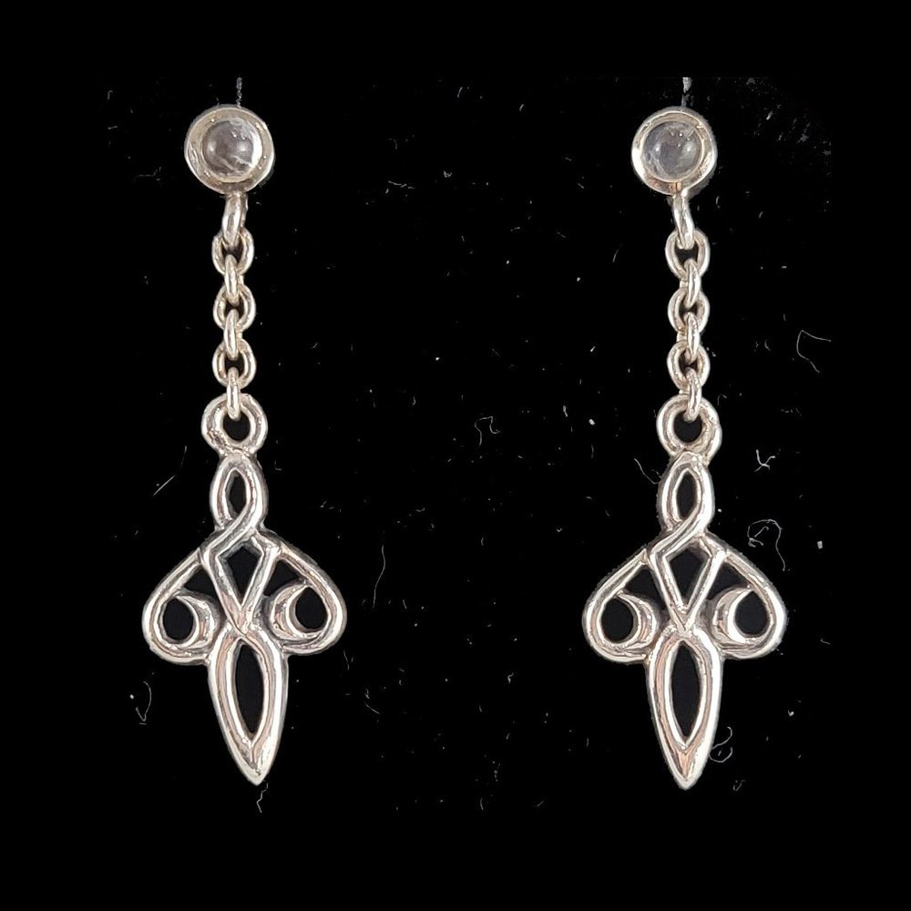 Celtic Knot Earrings Sterling Silver with Moonstone